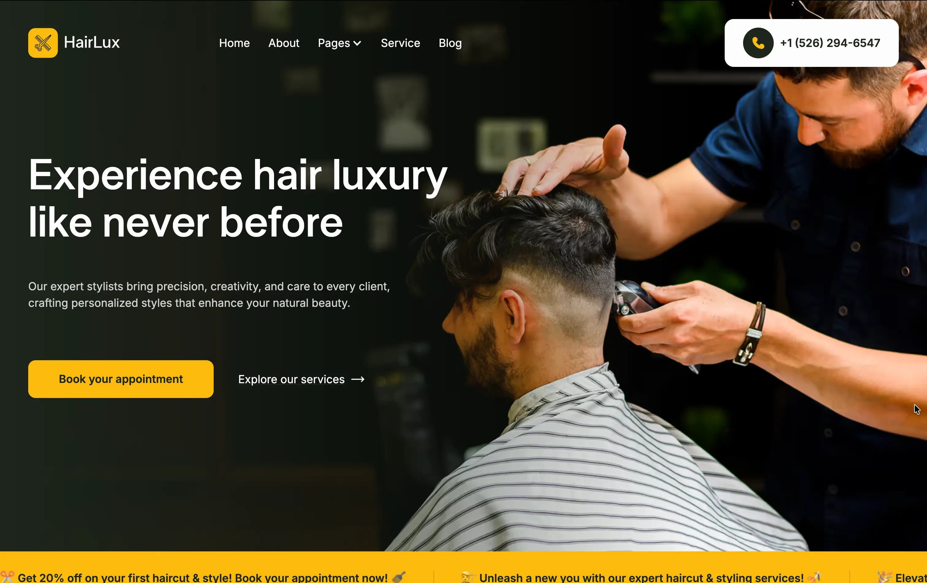 Site web barbershop avec réservation en ligne — réalisation Niyya Agency
