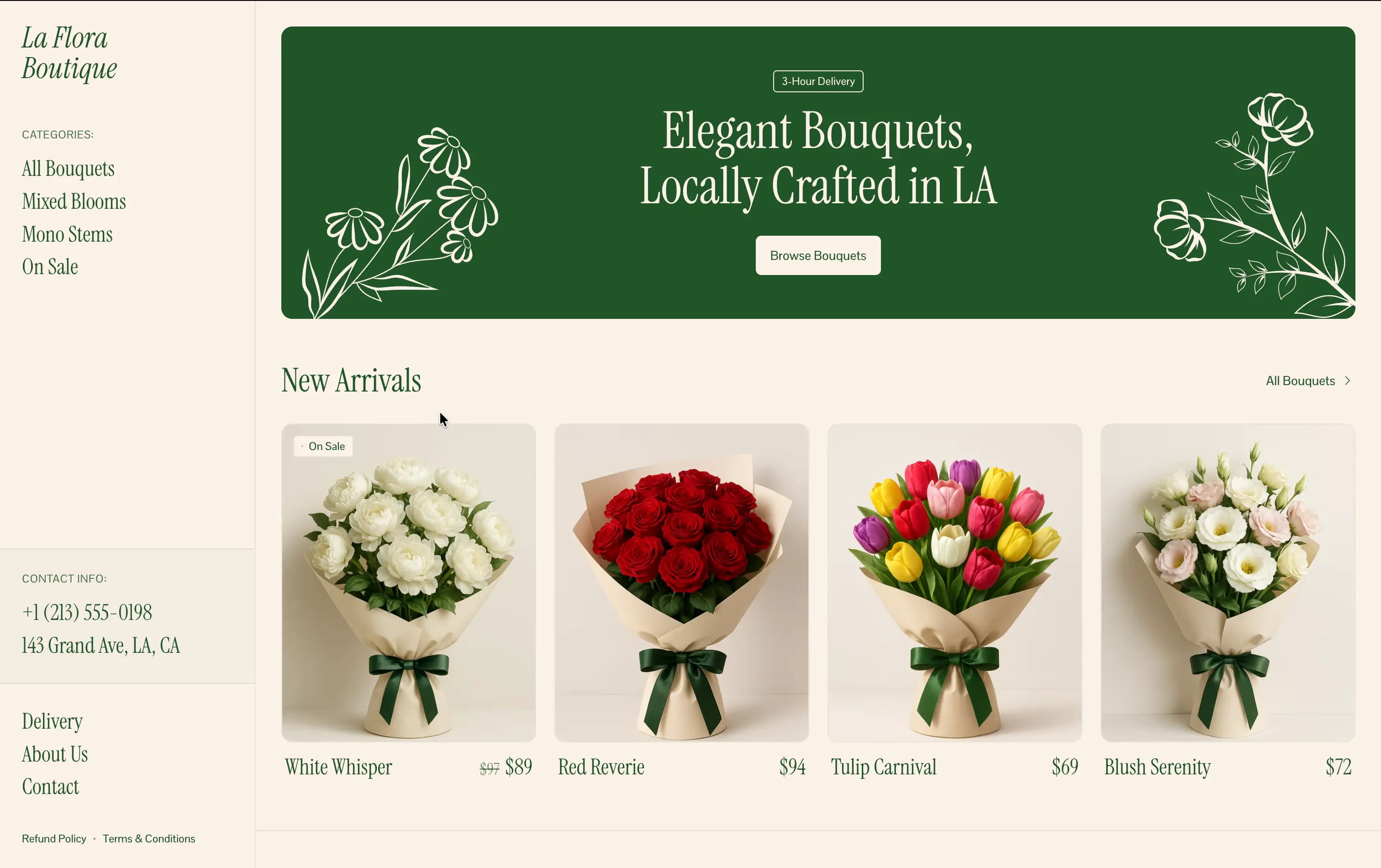 Site web fleuriste boutique en ligne — exemple réalisation Niyya Agency