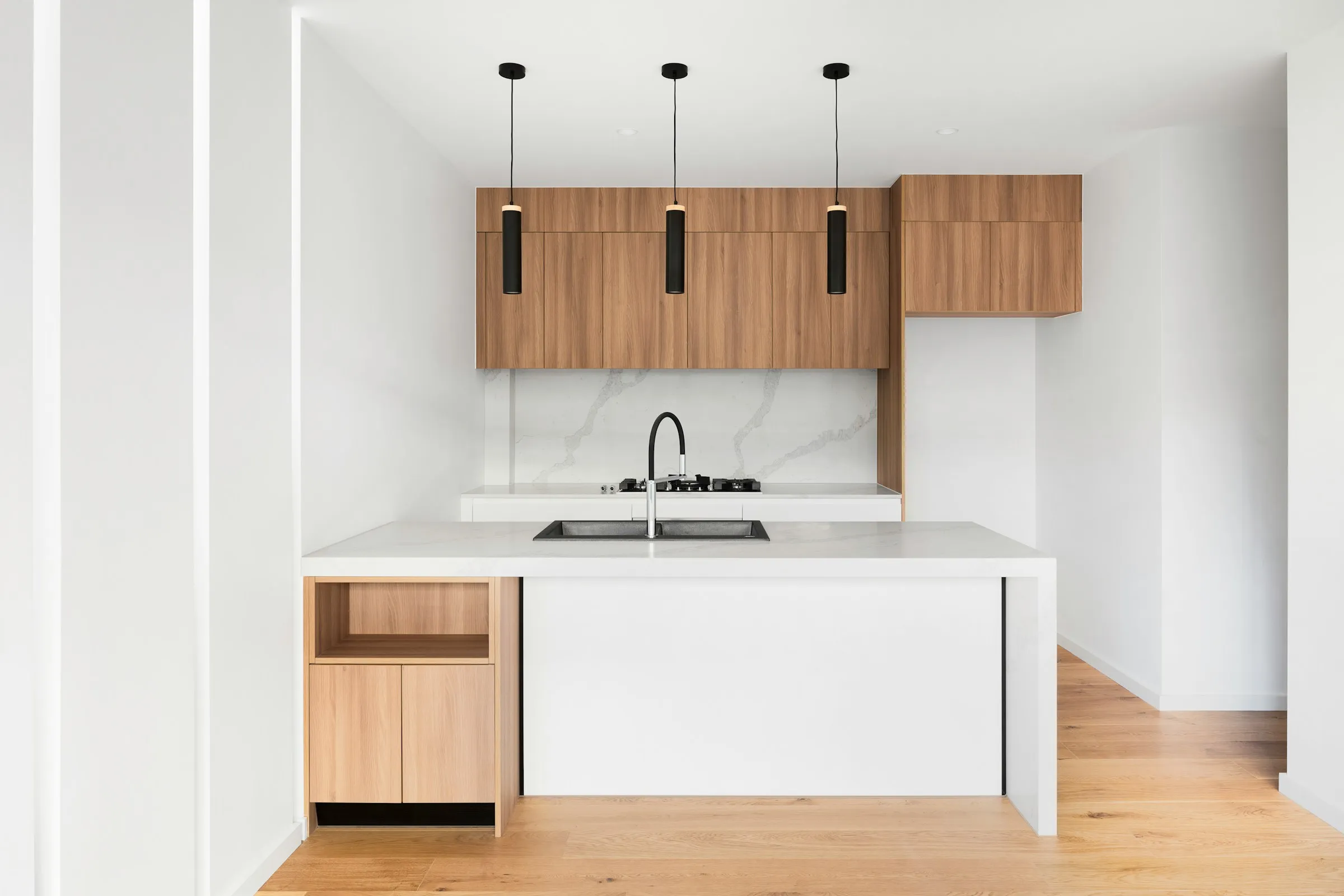 Light kitchen with wood cabinetries - Carpentry Web design Webflow Template