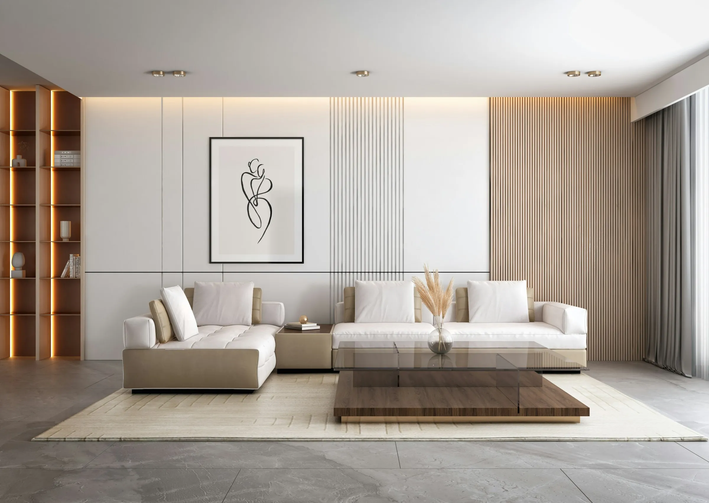 Living room with wall picture - Carpentry Web design Webflow Template